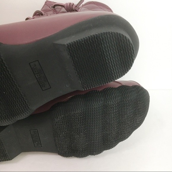 Sperry Women's Saltwater Quilted Red Wine Burgundy Duck Boots Size 5 NEW - Picture 9 of 11
